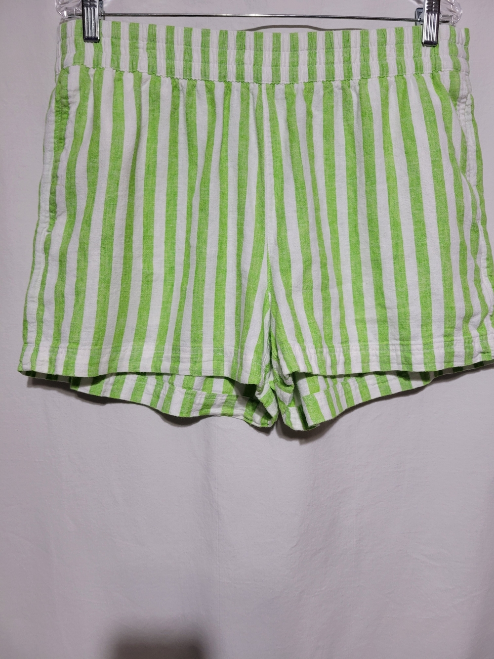 Old Navy Womens L Green & White Striped High-Waist Lounge Shorts